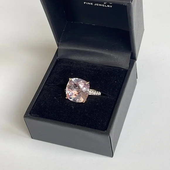 NWT Pink Amethyst/Diamond Rose Gold Ring Size 7 - Picture 11 of 16